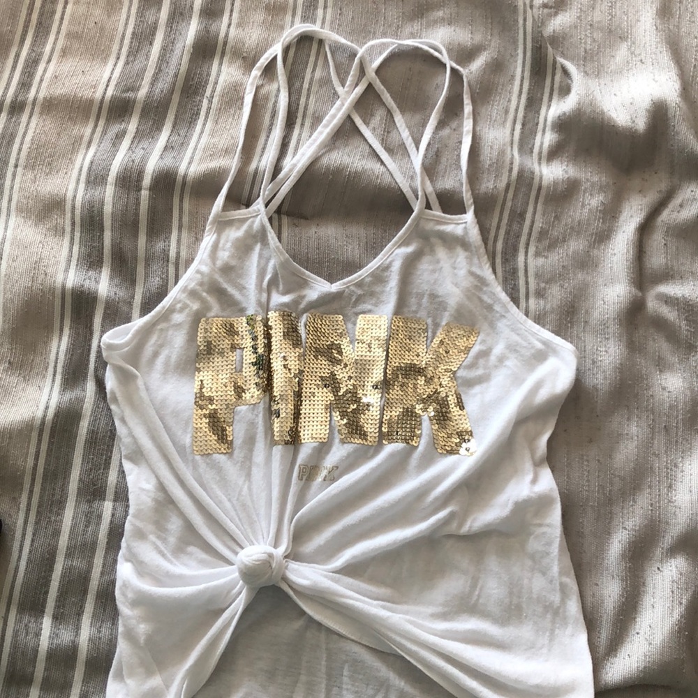 PINK gold glitter tank